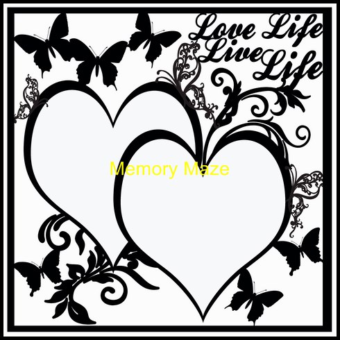 love life live life  12 x 12  butterflies and hearts